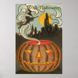 Pompoen Jack O Lantern Heks Volle Maan Poster