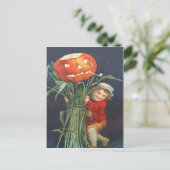 Pompoen Jack O Lantern Maisstengel Jongen Briefkaart (Staand voorkant)