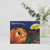Pompoen Jack O Lantern Man In De Maan Briefkaart (Staand voorkant)