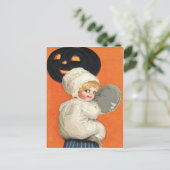 Pompoen Jack O Lantern Meisje Briefkaart (Staand voorkant)