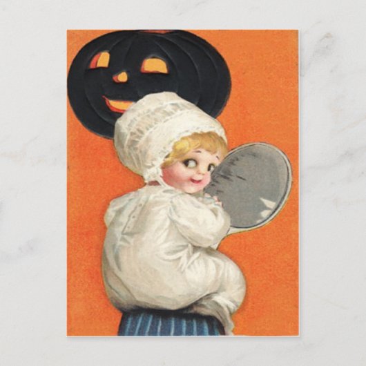 Pompoen Jack O Lantern Meisje Briefkaart (Voorkant)