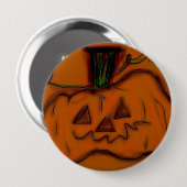 Pompoen Jack O Lantern met de Hand Getekende Kunst Ronde Button 4,0 Cm (Voorkant /achterkant)