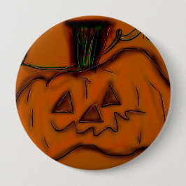 Pompoen Jack O Lantern met de Hand Getekende Kunst Ronde Button 4,0 Cm