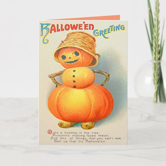 Pompoen Jack O' Lantern Sneeuwman Kaart (Voorkant)