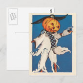 Pompoen Jack O Lantern Vogelverschrikker Kraai Briefkaart (Voorkant / Achterkant)