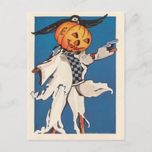 Pompoen Jack O Lantern Vogelverschrikker Kraai Briefkaart (Voorkant)