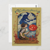 Pompoen Jack O Lantern Witch Moon Briefkaart (Voorkant / Achterkant)
