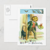 Pompoen Jack O Lantern Zwarte Kat Vleermuis Briefkaart (Voorkant / Achterkant)