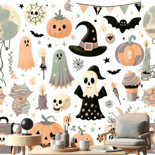 Pompoen Jack Witch Pet Skull Boo Cobweb Herfst Dec Behang