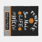 Pompoen je maakt Herfst-buffelcontrole Fleece Deken (Voorkant (Horizontaal))