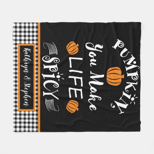 Pompoen je maakt Herfst-buffelcontrole Fleece Deken (Voorkant (Horizontaal))