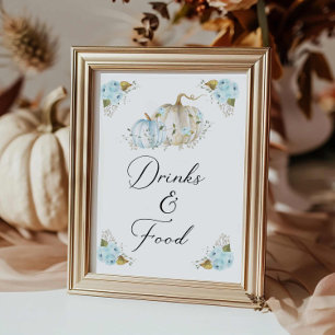 Pompoen Jongen Baby shower Drinken en Voedsel Teke Poster