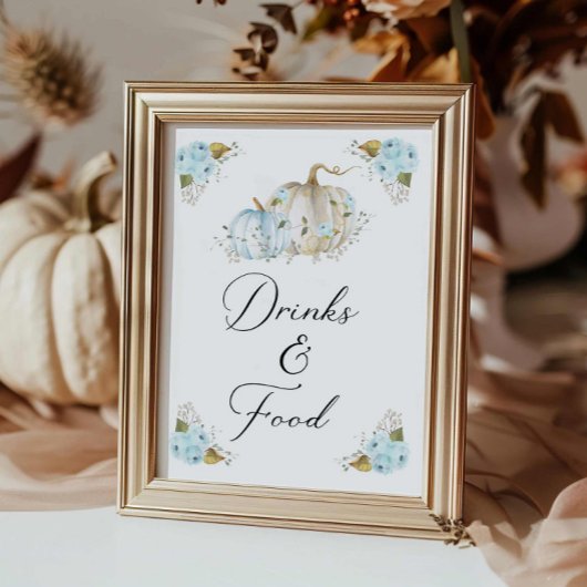 Pompoen Jongen Baby shower Drinken en Voedsel Teke Poster