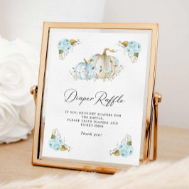 Pompoen Jongen Baby shower Luier Raffle Teken Poster