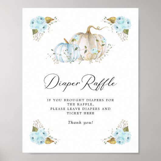 Pompoen Jongen Baby shower Luier Raffle Teken Poster (Voorkant)