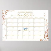 Pompoen Jongen Herfst Baby Shower Verwachte Datum Poster (Voorkant)