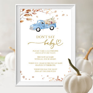 Pompoen Jongen Herfst Niet Zeggen Baby Spel Bord Poster