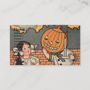 Pompoen Jongen (Oude Halloweenkaart) Visitekaartje