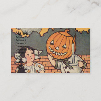 Pompoen Jongen (Oude Halloweenkaart) Visitekaartje
