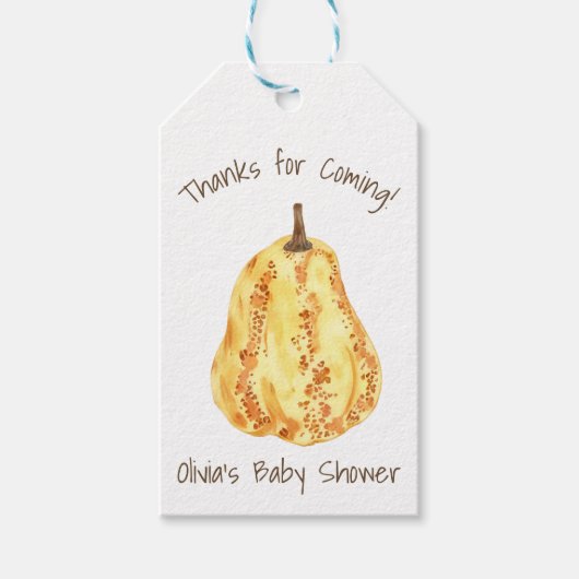 Pompoen Kale Autumn Baby Shower Cadeaulabel (Voorkant)