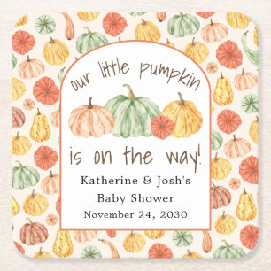 Pompoen Kale Autumn Baby Shower Kartonnen Onderzetters
