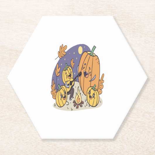 pompoen kampvuur serenade kartonnen onderzetters (Voorkant)