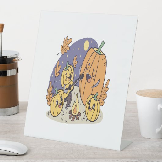 pompoen kampvuur serenade reclamebord met voetstuk