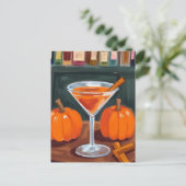 Pompoen Kaneel Martini Herfst Aquarel Briefkaart (Staand voorkant)