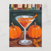 Pompoen Kaneel Martini Herfst Aquarel Briefkaart (Voorkant)
