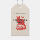 pompoen kat bat Oranje rode Halloween Party Cadeaulabel (Voorkant)