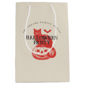 pompoen kat bat Oranje rode Halloween Party Medium Cadeauzakje (Voorkant)