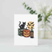 Pompoen Kat Bier Halloween Briefkaart (Staand voorkant)
