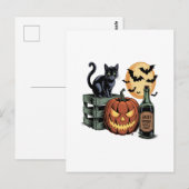 Pompoen Kat Bier Halloween Briefkaart (Voorkant / Achterkant)