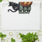 Pompoen Kat Bier Halloween Theedoek (Gevouwen)