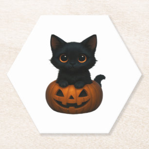 Pompoen Kat � Cute en eng Halloween shirt voor kat Kartonnen Onderzetters