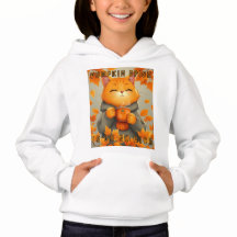 Pompoen Kat en Hond Meisjes Hoodie met eigen naam