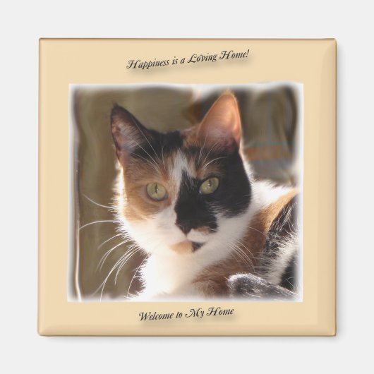 Pompoen Kat Geluk Magneet (Voorkant)