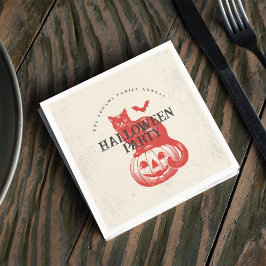 Pompoen Kat Sinaasappel Rode Vintage Halloween Par Servet