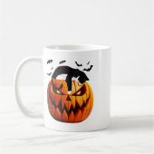 Pompoen kat Tuxedo Halloween brengen opwinding voo Koffiemok (Links)