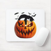 Pompoen kat Tuxedo Halloween brengen opwinding voo Muismat (Met muis)
