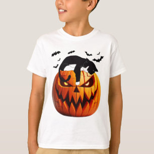 Pompoen kat Tuxedo Halloween brengen opwinding voo T-shirt