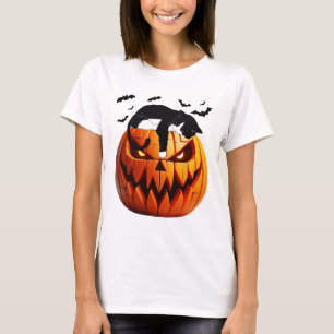 Pompoen kat Tuxedo Halloween brengen opwinding voo T-shirt