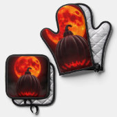 Pompoen Keizer Eclipse Halloween Ovenwant Set (Voorkant / Achterkant)