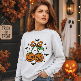 Pompoen Kersen Boog Halloween Vleermuizen Grafisch Trui