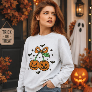 Pompoen Kersen Boog Halloween Vleermuizen Grafisch Trui