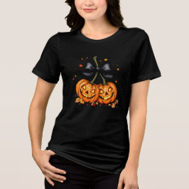 Pompoen Kersen Herfst Halloween Tri-Blend Shirt