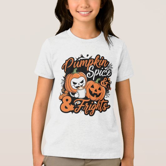 Pompoen Kinder Tri-Blend Shirt (Voorkant)