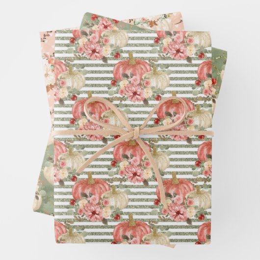 pompoen kinderen verjaardag baby meisje douche cad inpakpapier vel (In situ)