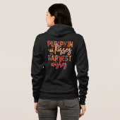 Pompoen Kisses Oogst Wensen Herfst Bladeren Print Hoodie (Achterkant volledig)