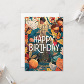 Pompoen Kleine Gezellige Herfst Herfst Gelukkige V Kaart (Voorkant / Achterkant in situ)